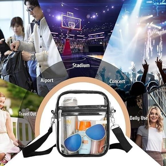 Clear Crossbody Purse Bag Stadium Approved for Concert Sports Adjustable Strap - Picture 7 of 7